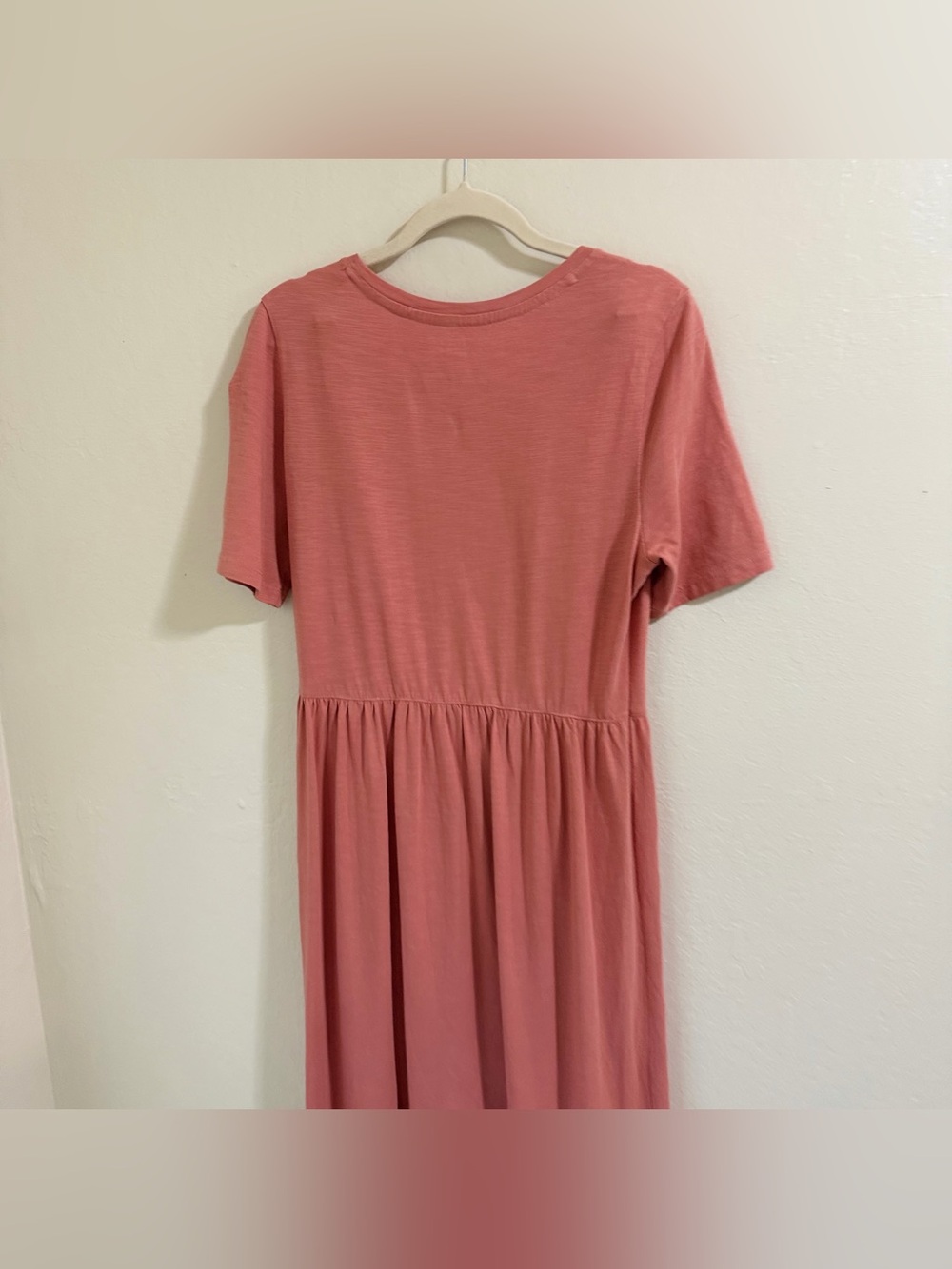 Faherty Branson Dress Small S Pink Terracotta Organic Cotton Tiered Maxi Midi - Picture 9 of 9